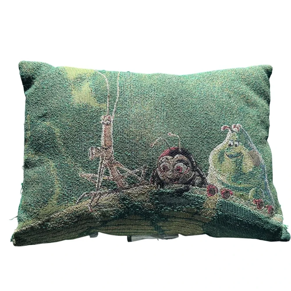Vintage Disney Pixar A Bugs Life Tapestry Pillow Crown Crafts 13x17 Green USA